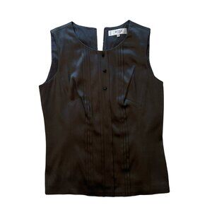 Style Paris Black Silk Sleeveless Blouse